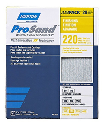 Norton ProSand Premium Sandpaper, 9" x 11", 220 Grit