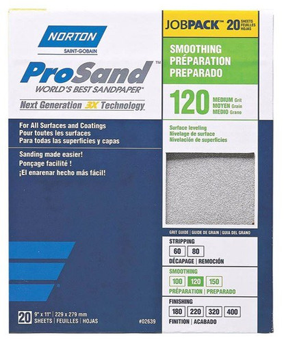 Norton ProSand Premium Sandpaper, 9" x 11", 120 Grit