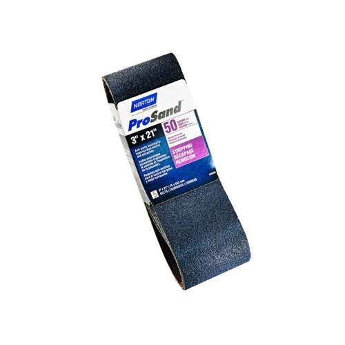 Norton ProSand Zirconia Alumina Sanding Belt, 3" x 21" 50 Grit, 5/pkg.