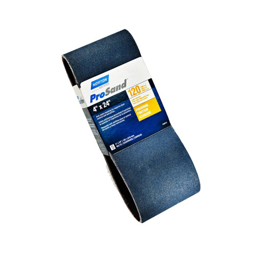 Norton ProSand Zirconia Alumina Sanding Belt, 4" x 24" 120 Grit, 5/pkg.