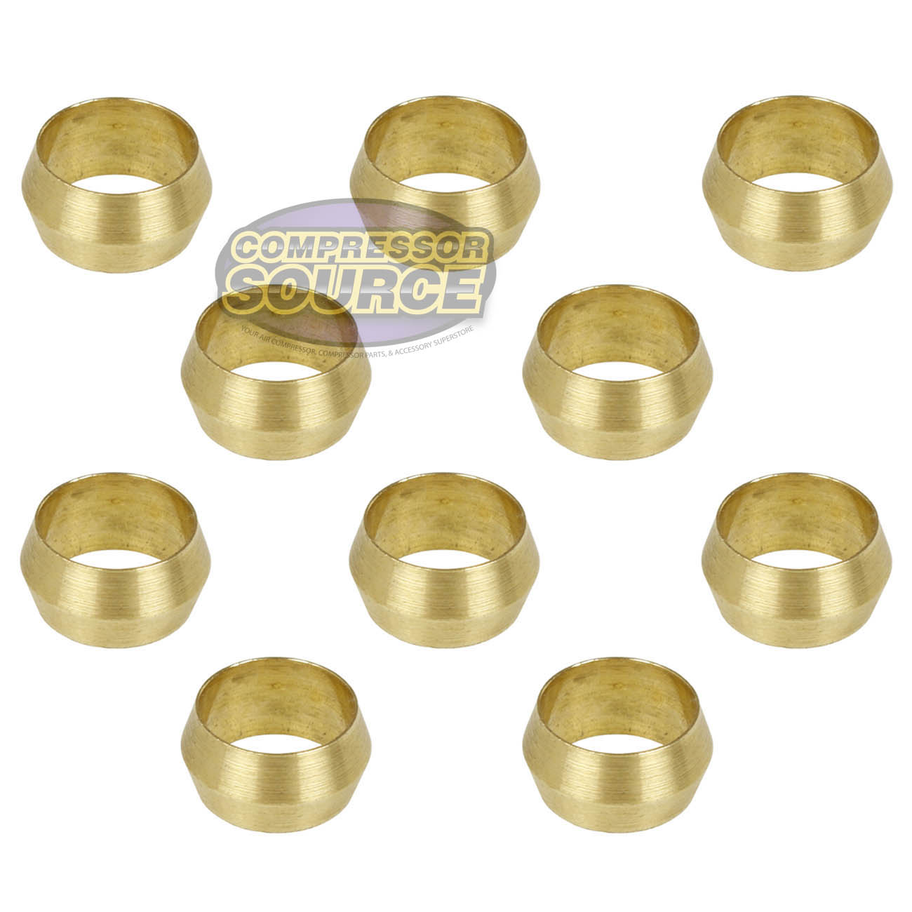 3/8" Compression Sleeve Solid Brass Ferrule - 10 Pack