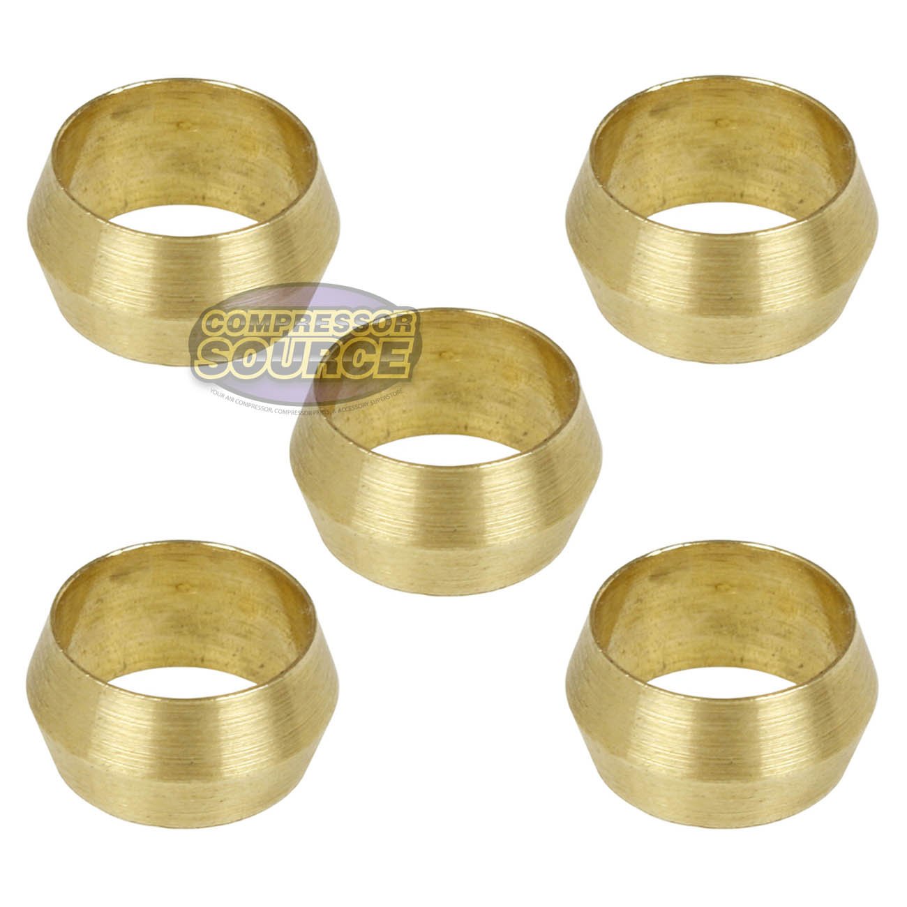 3/8" Compression Sleeve Solid Brass Ferrule - 5 Pack