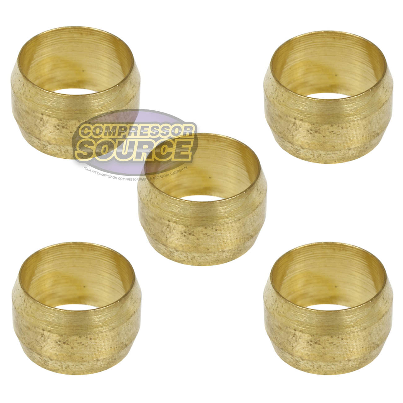 1/2" Compression Sleeve Solid Brass Ferrule - 5 Pack