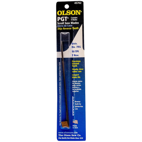 Olson Reverse Skip Tooth PGT Scroll Saw Blades, 5", 10 TPI