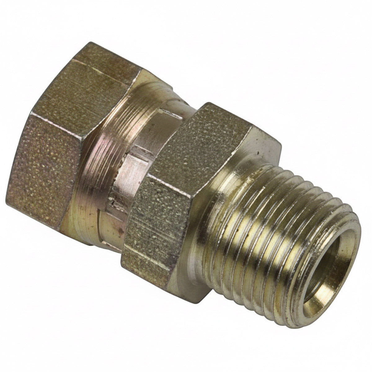 Male NPTF to Female NPSM Swivel Straight with Restrictor