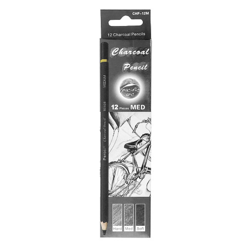 Pacific Arc Medium Charcoal Pencils, 12-Pack