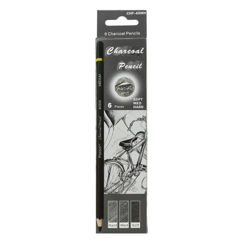 Pacific Arc Charcoal Pencil Assortment, 6-Pack