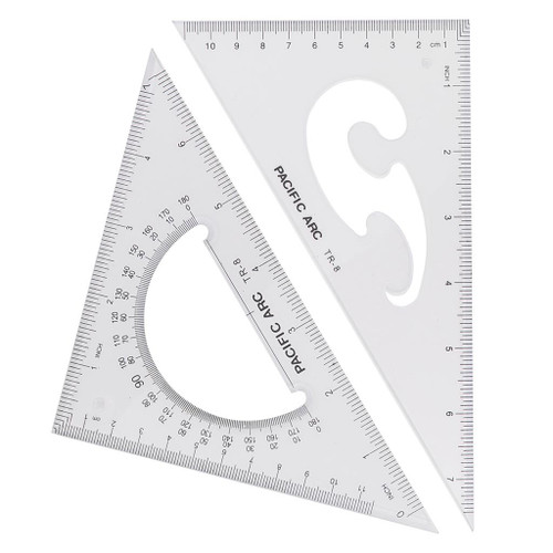 Pacific Arc Scholastic Acrylic Triangle Set, 8" 30/60, 45/90