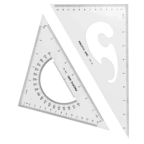 Pacific Arc Scholastic Acrylic Triangle Set, 10" 30/60, 45/90