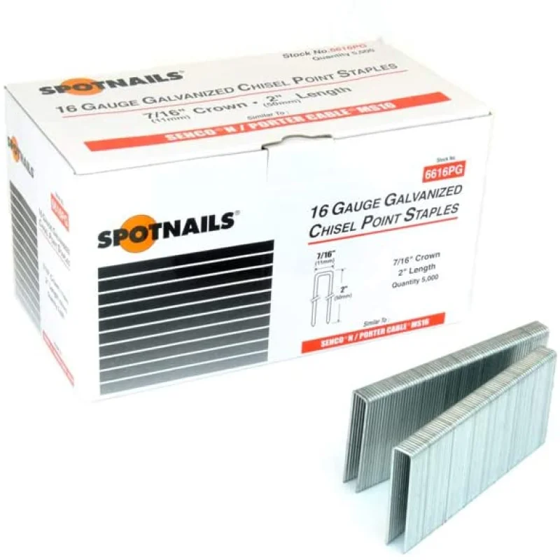 6612PG Spotnails Staples 7/16″ X 1-1/2″ Leg 16 Gauge (N17, 7648)