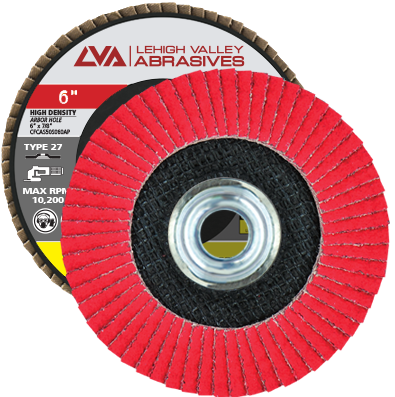 6" x 5/8"-11 Threaded Ceramic High Density Flap Disc Type 27 Flat | 40 Grit T27 | LVA CFFTS60J040CP