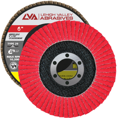 6" x 7/8" Ceramic Flap Disc Type 29 Conical | 120 Grit T29 | LVA CFCAS60S120CP