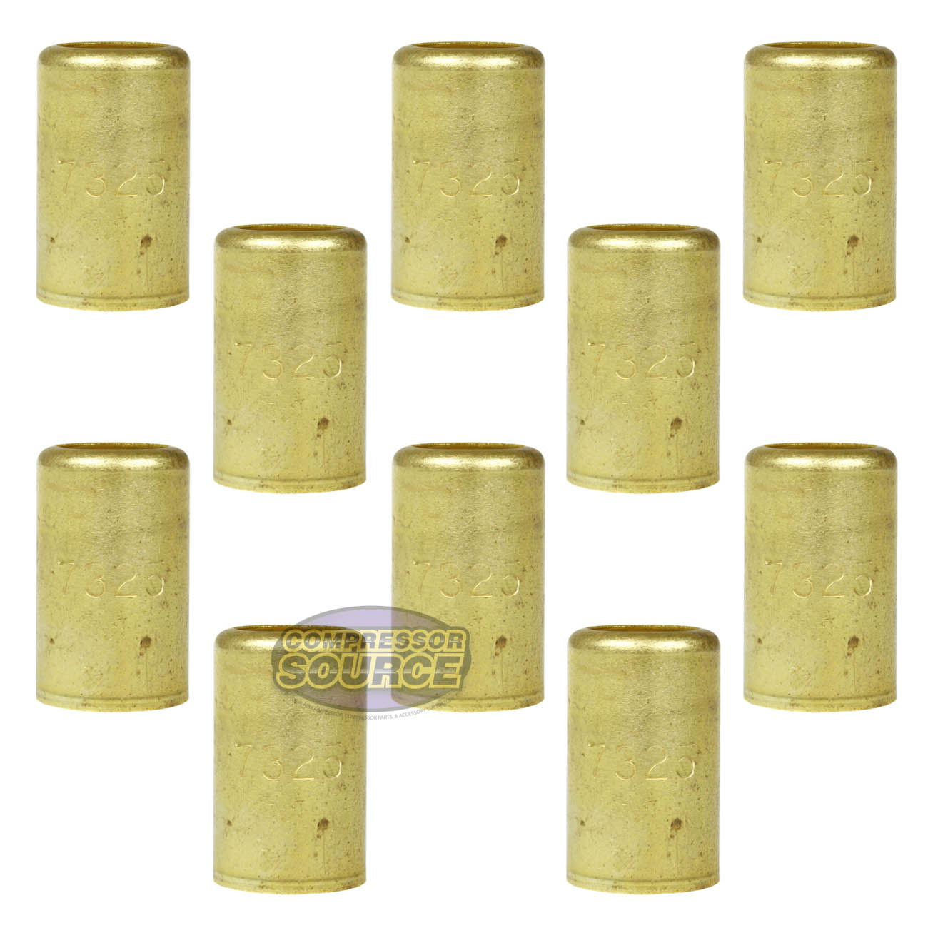 10 Pack Brass Ferrule 9/16" Inner Diameter 7/16" Pierce Smooth Crimp Fitting