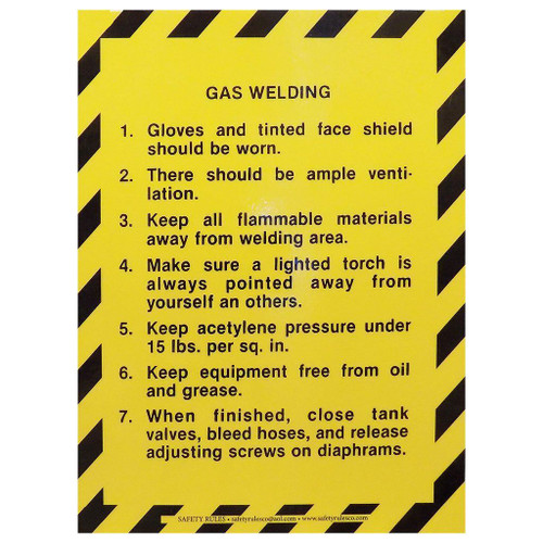 Safety Rules Machine Safety Rules Gas Welding, 8" x 11"