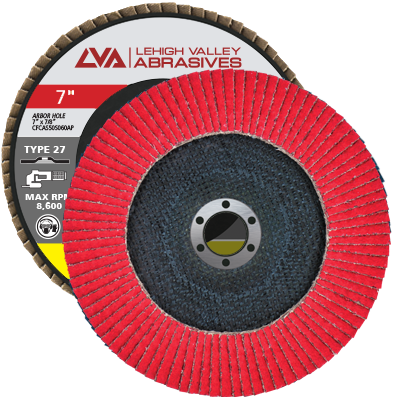 7" x 7/8" Ceramic Flap Disc Type 27 Flat | 60 Grit T27 | LVA CFFAS70S060CP