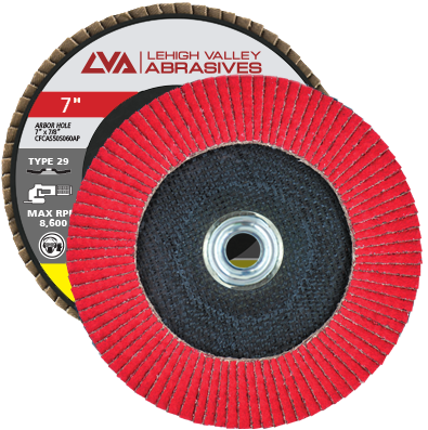 7" x 5/8"-11 Threaded Ceramic Flap Disc Type 29 Conical | 36 Grit T29 | LVA CFCTS70S036CP