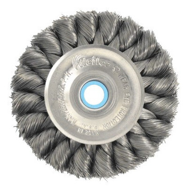 Weiler Wide Face Standard Twist Knot Wire Wheel, 4 in Dia. x 3/4 W, 20,000 rpm, 1 EA, #9134