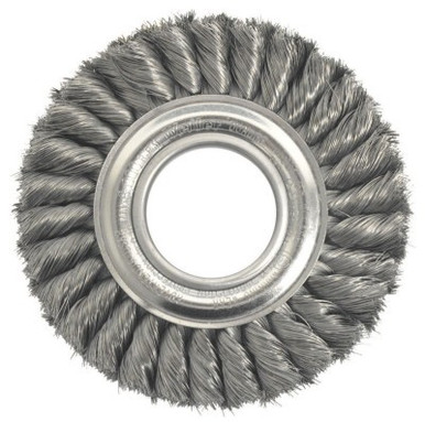 Weiler Wide Face Standard Twist Knot Wire Wheel, 6 in Dia. x 1 3/8 W, 8,000 rpm, 1 EA, #9180