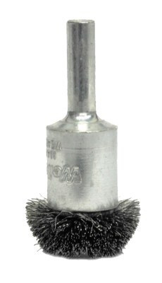 Weiler Stem-Mounted Circular Flared End Brushes, Stainless, 16,000 rpm, 3" x 0.006", 2/CT, #10151