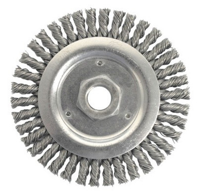 Weiler Stringer Bead Brush, 4 1/2 in D x 3/16 in W, .02 in Stainless Steel, 12,500 rpm, 5/CT, #13238