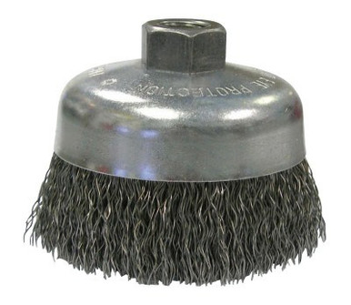 Weiler Vortec Pro Crimped Wire Cup Brush, 6" Dia, 5/8-11 Arbor, 0.02" Steel, Display, 1 EA, #36037