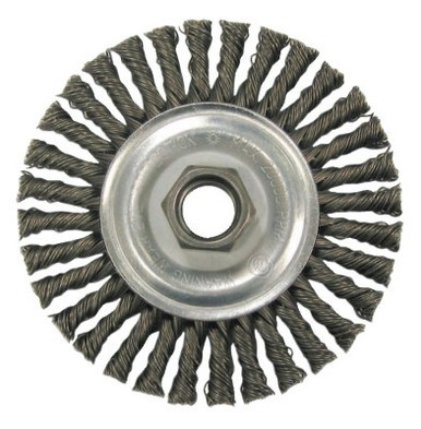 Weiler Vortec Pro Knot Wire Wheel, 4 in D, .02 in Stainless Steel Wire, 20,000 rpm, 5/CT, #36219