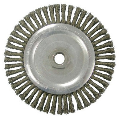 Weiler Vortec Pro Knot Wire Wheels, 5 in D, 0.02 in Carbon Steel Wire, 12,500 rpm, 5 CT, #36295