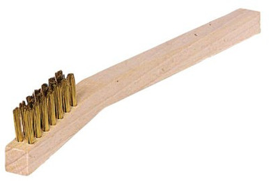 Weiler Small Hand Scratch Brushes, 7 1/2 in, Straight Brass Wire, Wood Handle, 36/CA, #44810