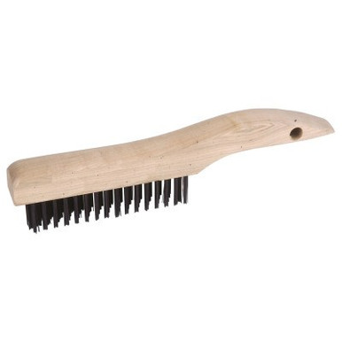 Weiler Shoe Handle Scratch Brushes, 11 in, 4 X 16 Rows, Steel Wire, Wood Handle, 1 EA, #73217