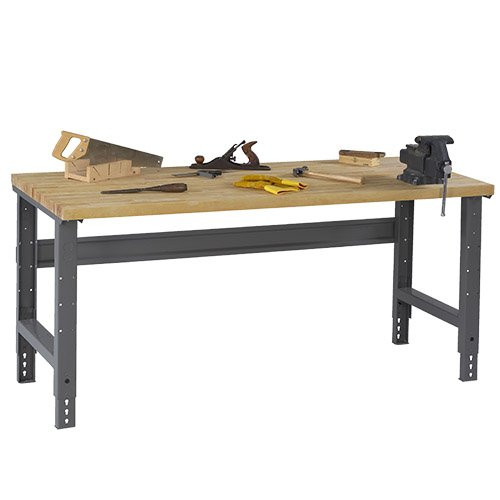 Tennsco Adjustable Leg Work Bench, 60" x 30" Hardwood Top