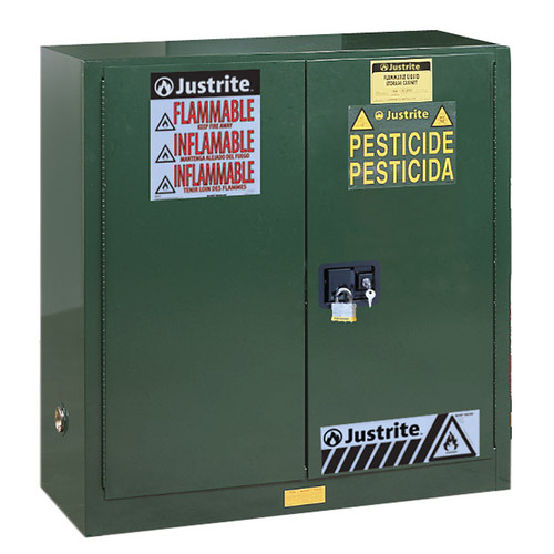 Justrite Sure-Gip Ex Safety 30 Gal Cabinets for Pesticides - 2 Door Self-Close