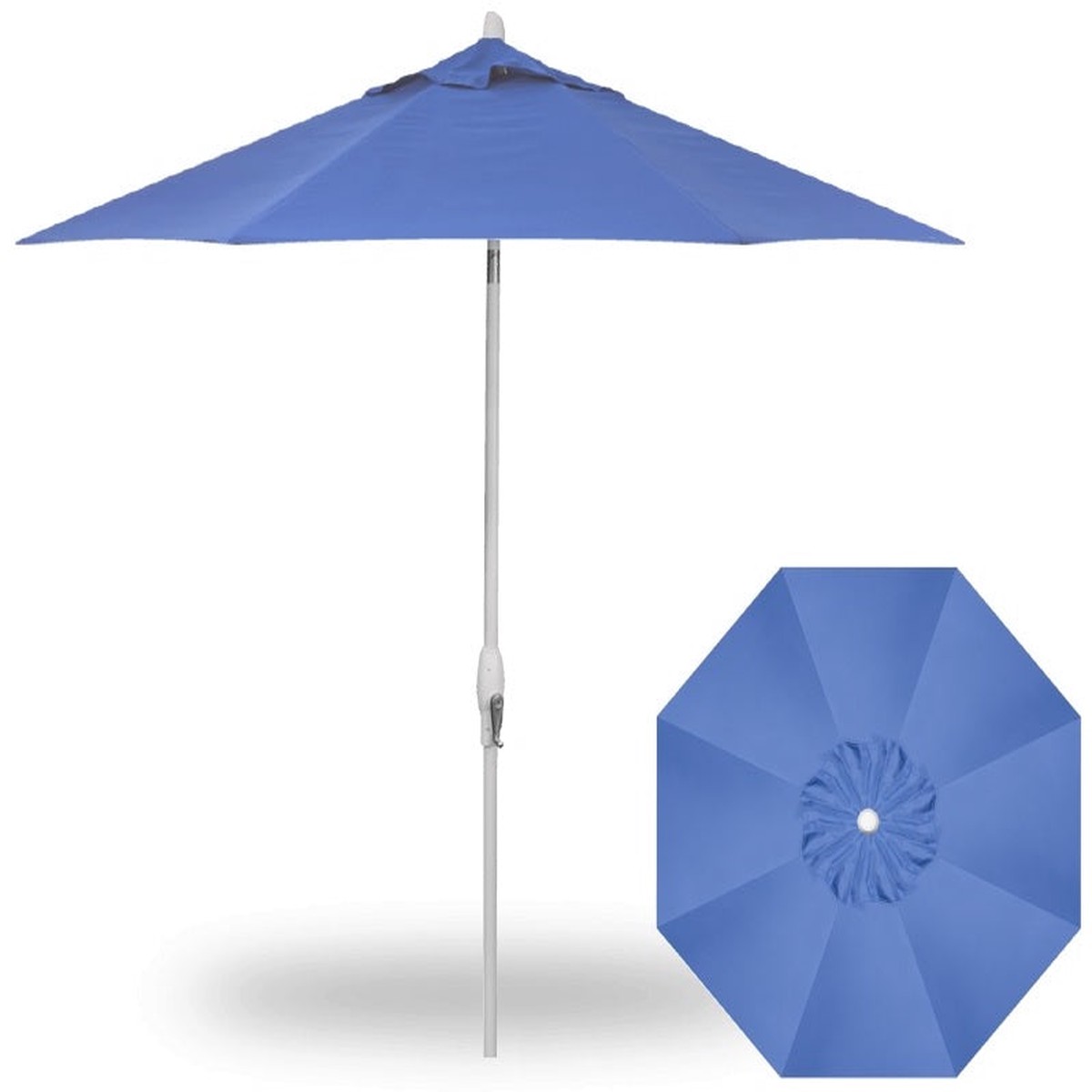 9' Auto Tilt Market White Frame Blue Sky Canopy Umbrella