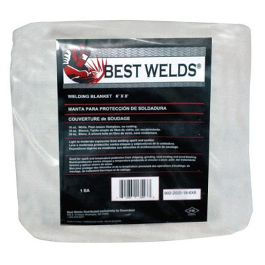 Best Welds Welding Blankets, 6 ft X 6 ft, Fiberglass, White, 18 oz, 1 EA, #2025186x6