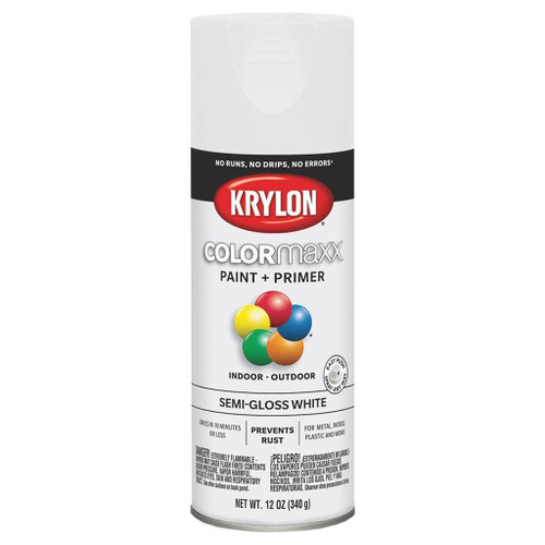Krylon COLORmaxx Spray Paint + Primer, Semi-Gloss White
