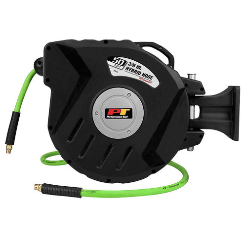 Performance Tool Retractable Hybrid Hose & Reel, 50' x 3/8"