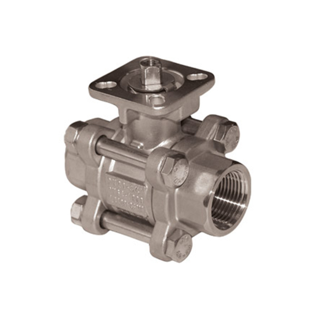 Jomar A1000-34-V 3/4 Inch Stainless Steel V-Ball Valve, 3 Piece 4 Bolt, Full Port, Threaded Connection, ISO Mounting Pad, 1000 WOG
