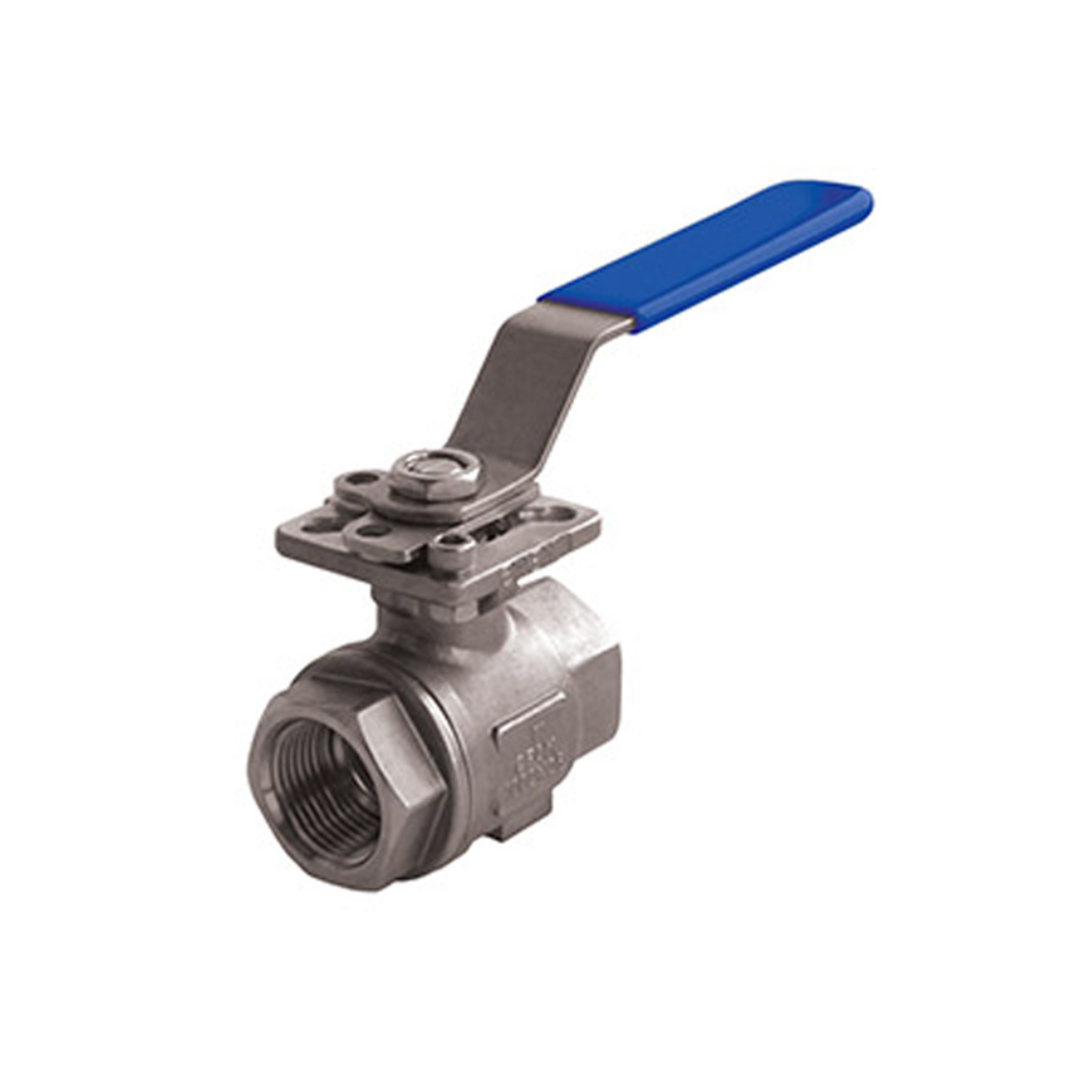Jomar A1001-12 1/2 Inch Stainless Steel Direct Mount Ball Valve, 3 Piece 4 Bolt, Full Port, Threaded Connection, ISO Mounting Pad, 1000 WOG - Pack of 2