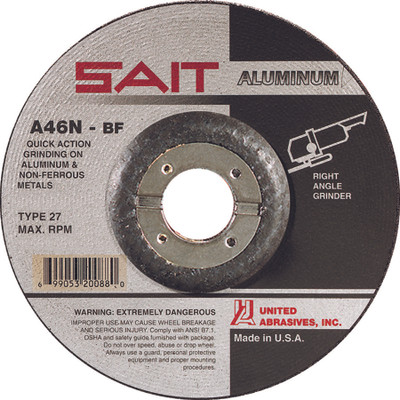 7" x 1/4" x 7/8" A46N T27 Grinding Wheel | Sait 20083