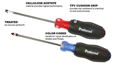 3/16" (Slotted) X4" Black Tpv Handle Proferred Acetate Cushion Grip Screwdriver
