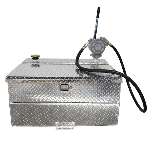 47 Gallon Aluminum Fuel Transfer Tank and Toolbox w/ GPI 50 Gallons Per 100 Strokes Pump