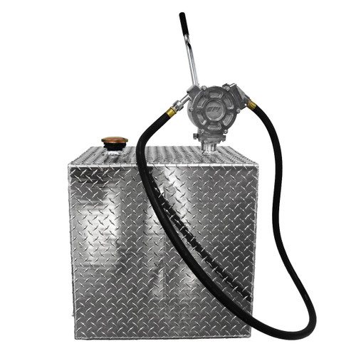 55 Gallon Aluminum Square Fuel Transfer Tank w/ GPI 50 Gallons Per 100 Strokes Pump