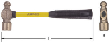 Hammer, Ball Peen 2.75Lb 14"OAL - Non-Sparking, Non-Magnetic H-6FG
