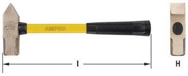 Hammer, Cross Peen 1.5Lb 14"L - Non-Sparking, Non-Magnetic H-40FG