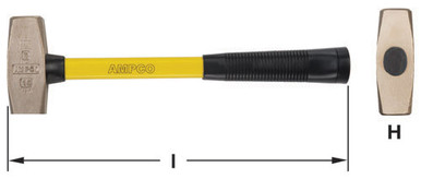 Hammer, Double Face 2Lb 14" OAL - Non-Sparking, Non-Magnetic H-14FG
