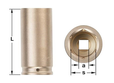 Socket, Deep Well Impact 3/4D 2-5/16" - Non-Sparking, Non-Magnetic DWI-3/4D2-5/16