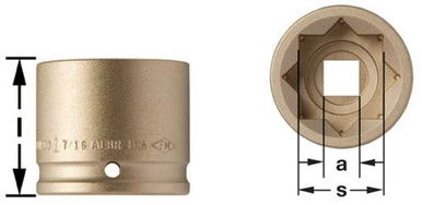 Socket, Impact 1D 1-5/8" 8 point - Non-Sparking, Non-Magnetic I-1D1-5/8-8P
