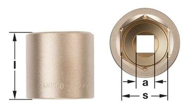 Socket, Standard 1/2D 25mm - Non-Sparking, Non-Magnetic SS-1/2D25MM