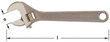 Wrench, Adjustable 10" OAL - Non-Sparking, Non-Magnetic W-72