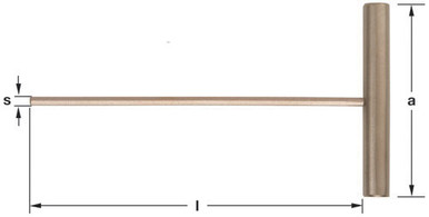 Wrench, Hex Key T-Handle 9mm - Non-Sparking, Non-Magnetic WT-9MM