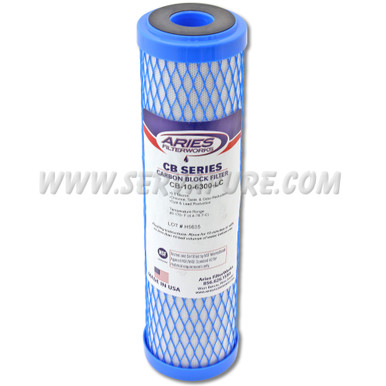 LIMITED QUANTITIES - Aries Filter Works CB-10-6300-LC, 0.5 Micron Coconut Shell Carbon Block, Lead Reduction, 2.5'' x 10''